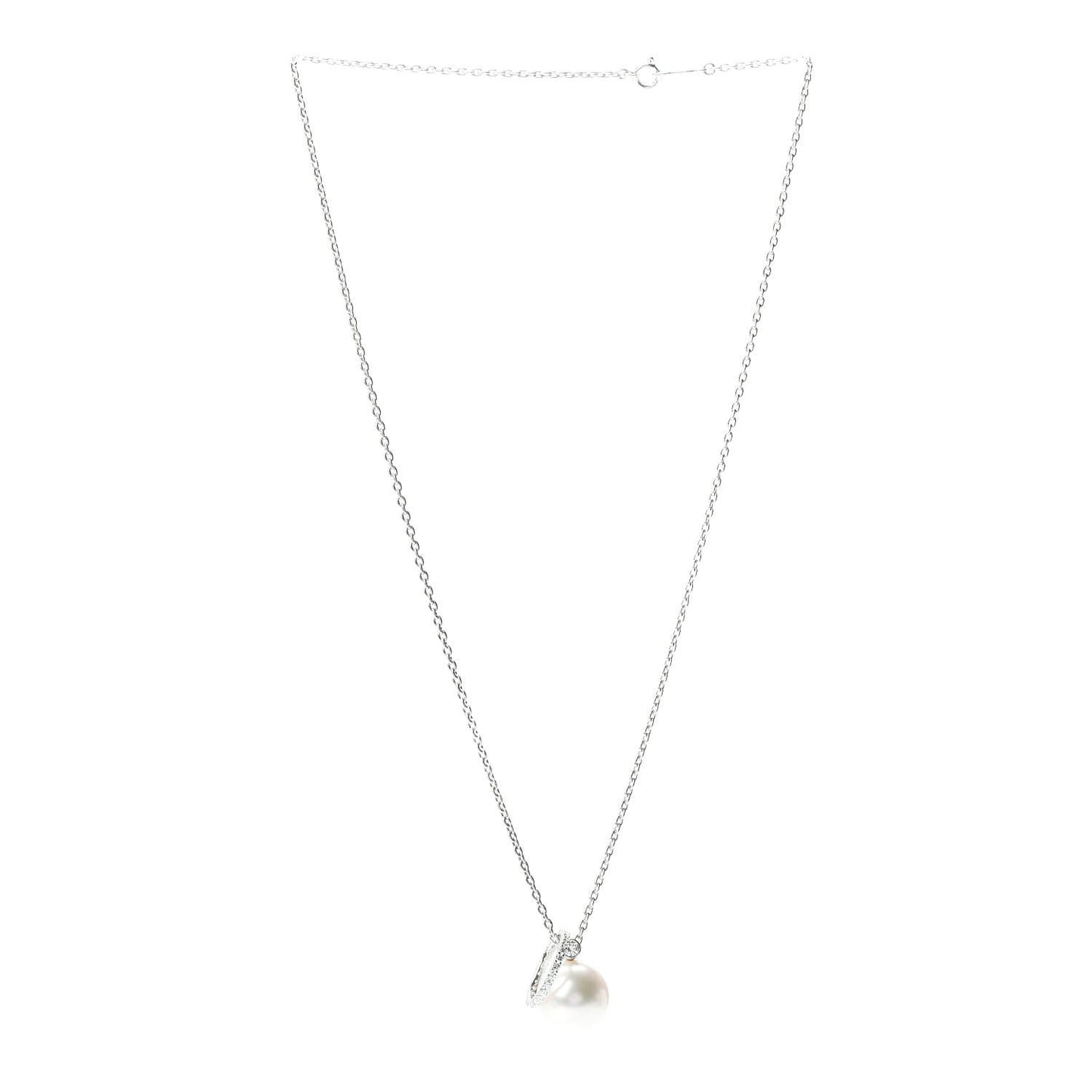 Platinum Diamond Pearl 12mm Necklace