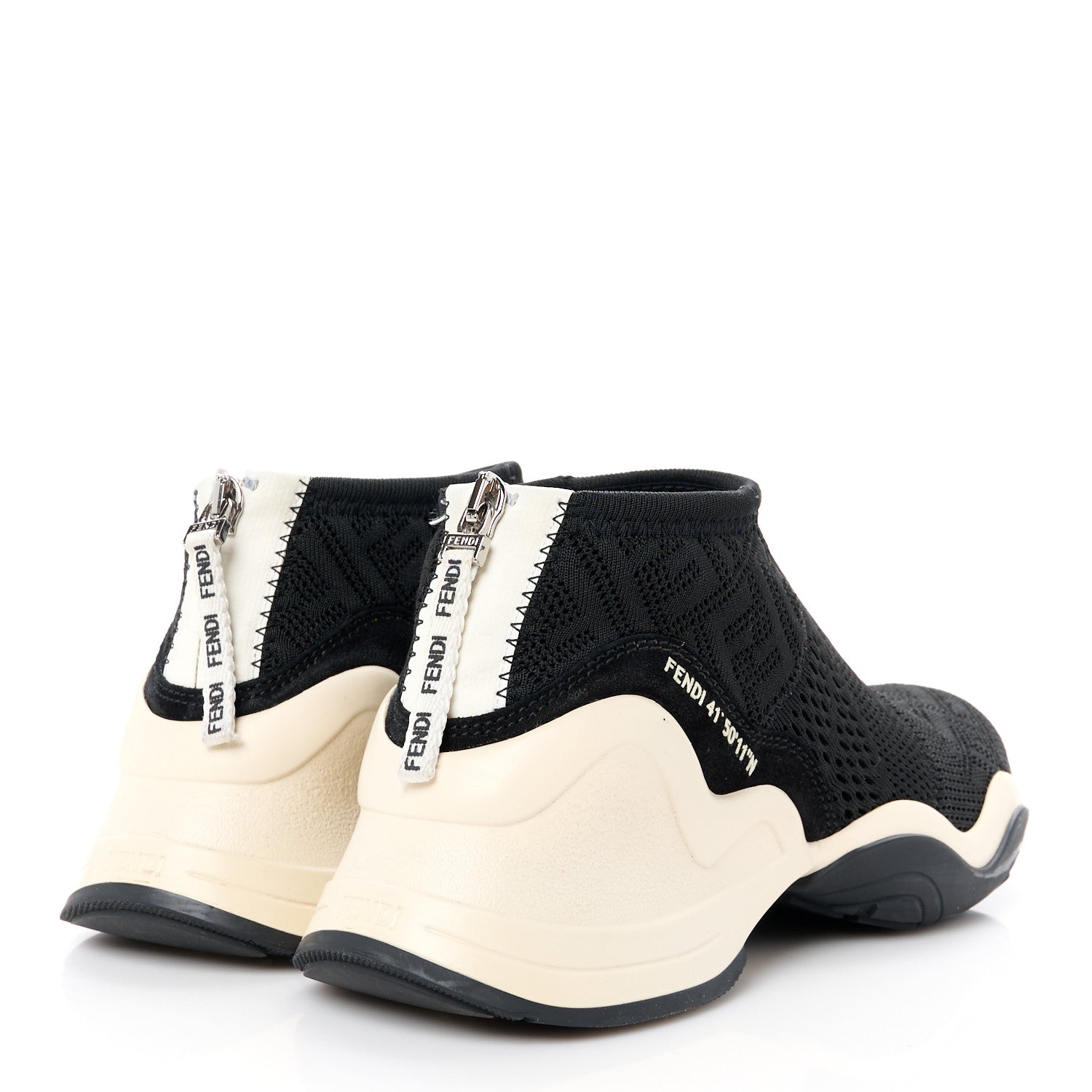 Fendi Technical 3D Mesh Womens FFluid Zip Up Sneakers Black 4 of 8