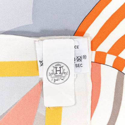 Hermes Silk La Selle Imaginaire Dossard Scarf 90 Gris Perle Violet 4 of 4