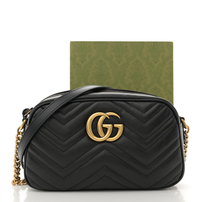 Gucci Calfskin Matelasse Small GG Marmont Chain Shoulder Bag Black 13 of 13