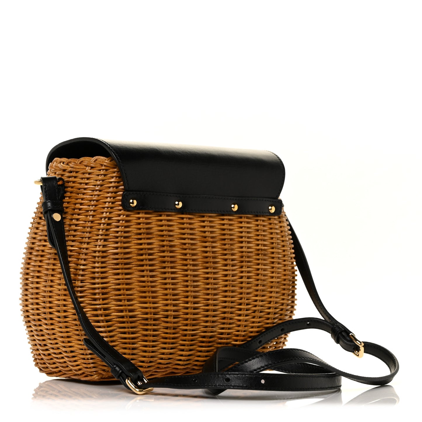 City Calfskin Wicker Midollino Bag Black