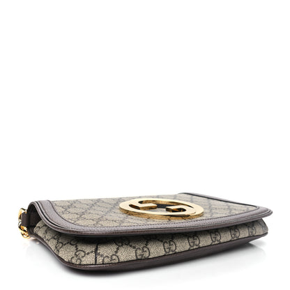 Gucci GG Supreme Monogram Textured Dollar Calfskin Blondie Chain Shoulder Flap Bag Beige Ebony New Acero 4 of 10