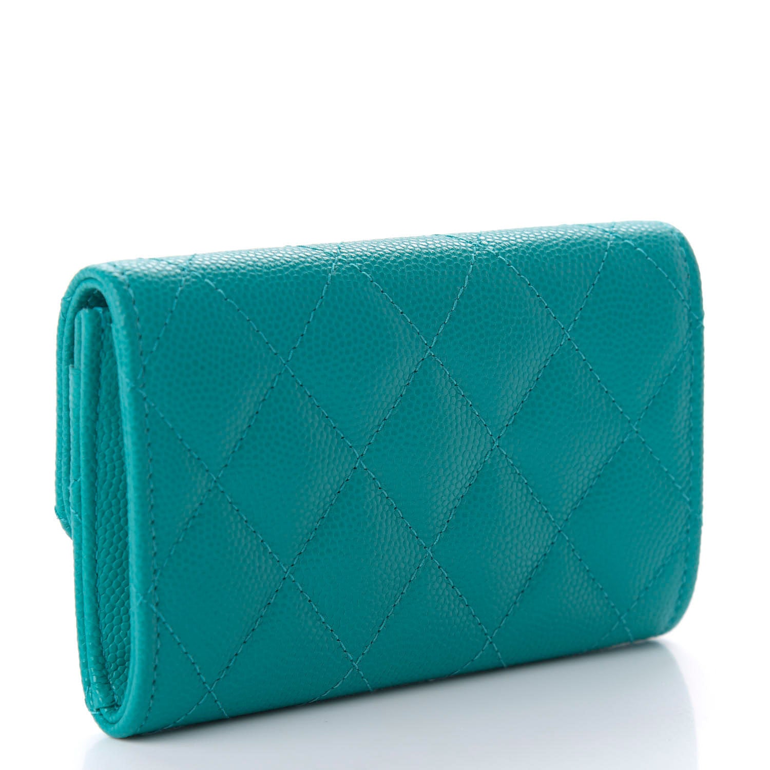 Chanel Caviar Quilted Flap Card Holder Turquoise 3 of 8