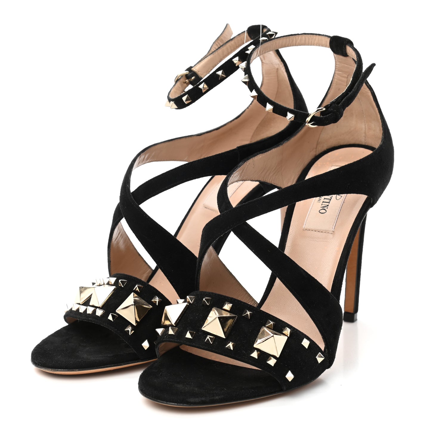 Suede Rockstud Lovestud Ankle Strap 100 Sandals 36.5 Black