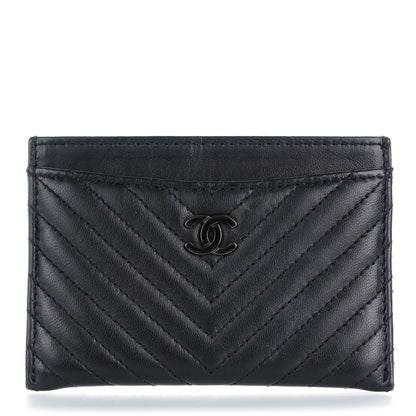 Chanel Lambskin Chevron Quilted Card Holder Black 1 of 8