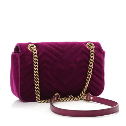 Gucci Velvet Matelasse Small GG Marmont Shoulder Bag Fuchsia Violet Cyclamen 3 of 11