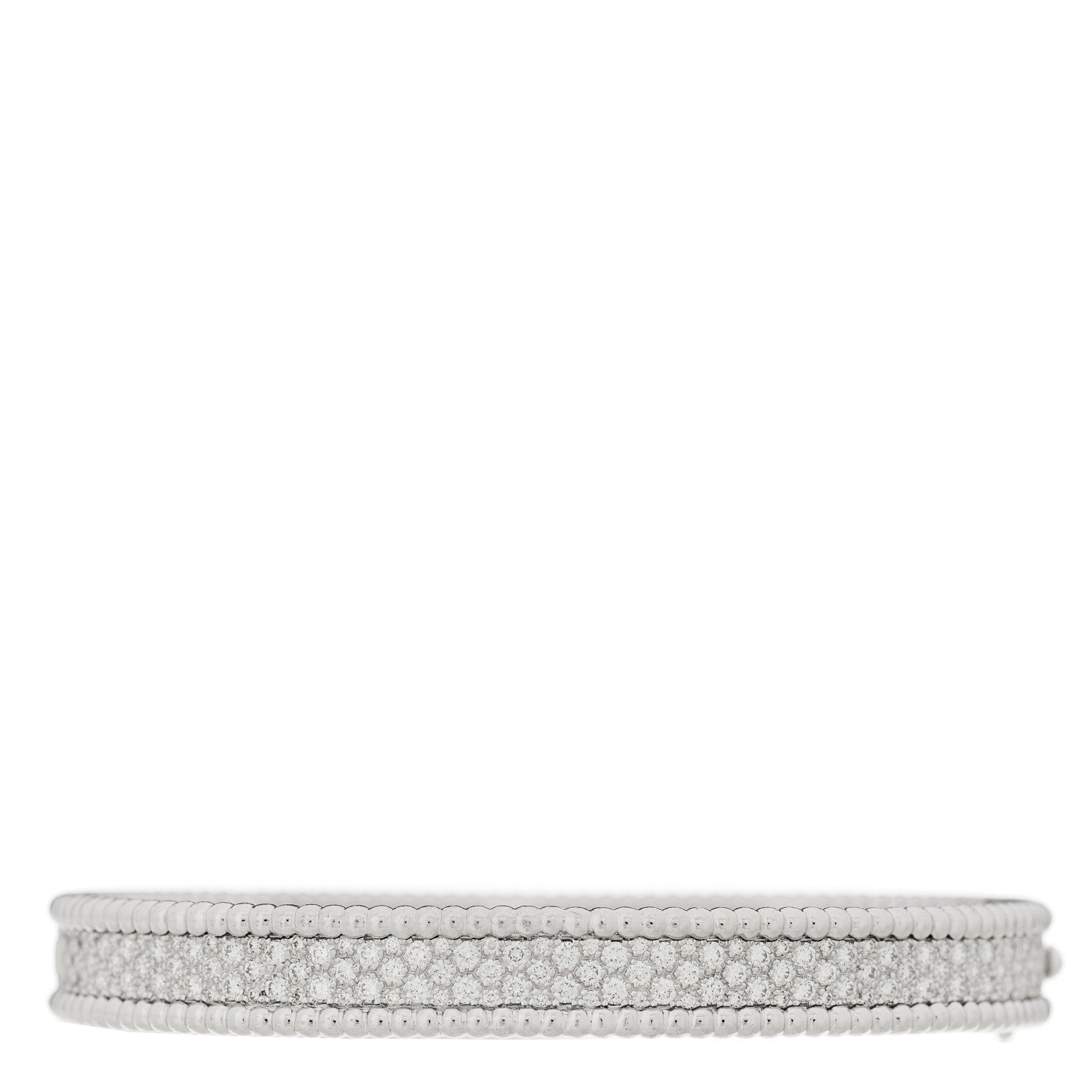 Van Cleef & Arpels 18K White Gold Diamond Perlee 3-Row Bangle Bracelet L 1 of 4