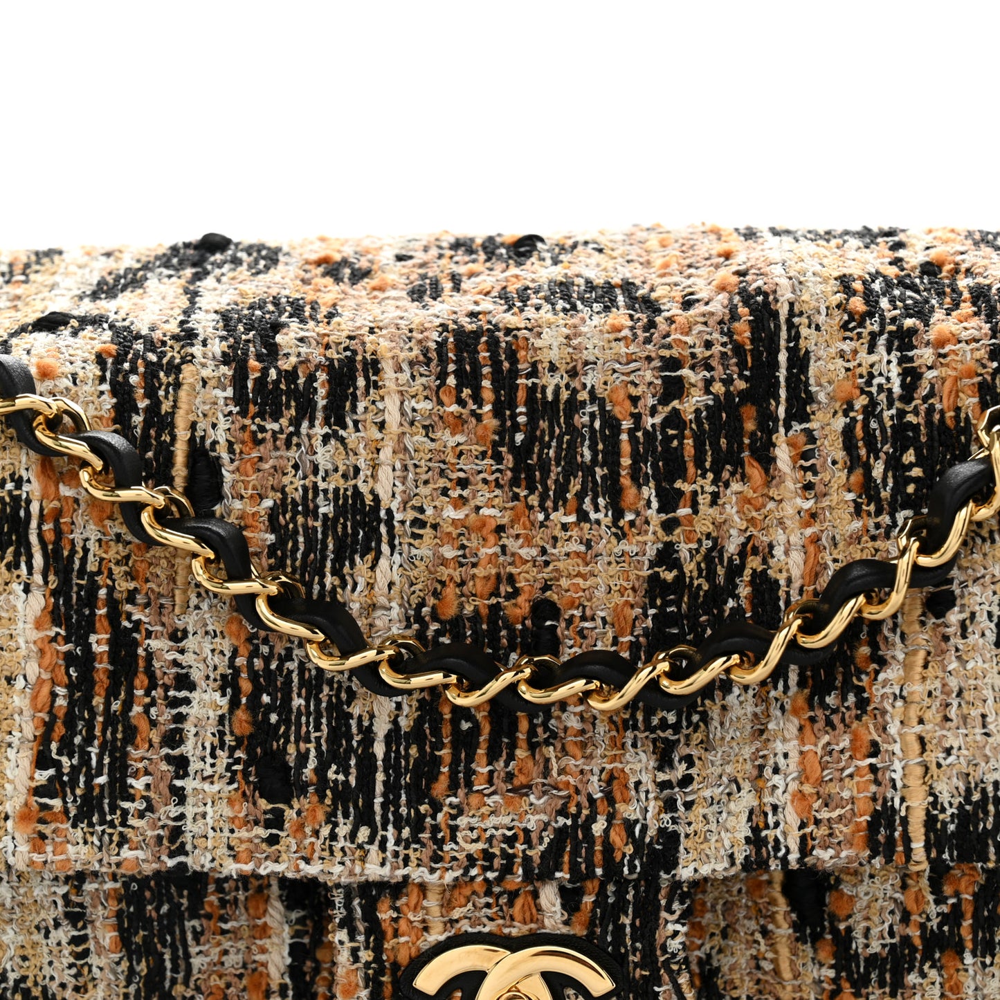 Tweed Mixed Fibers Leopard Print Small Souplissimo Maxi Flap Brown Black White Brown Black White
