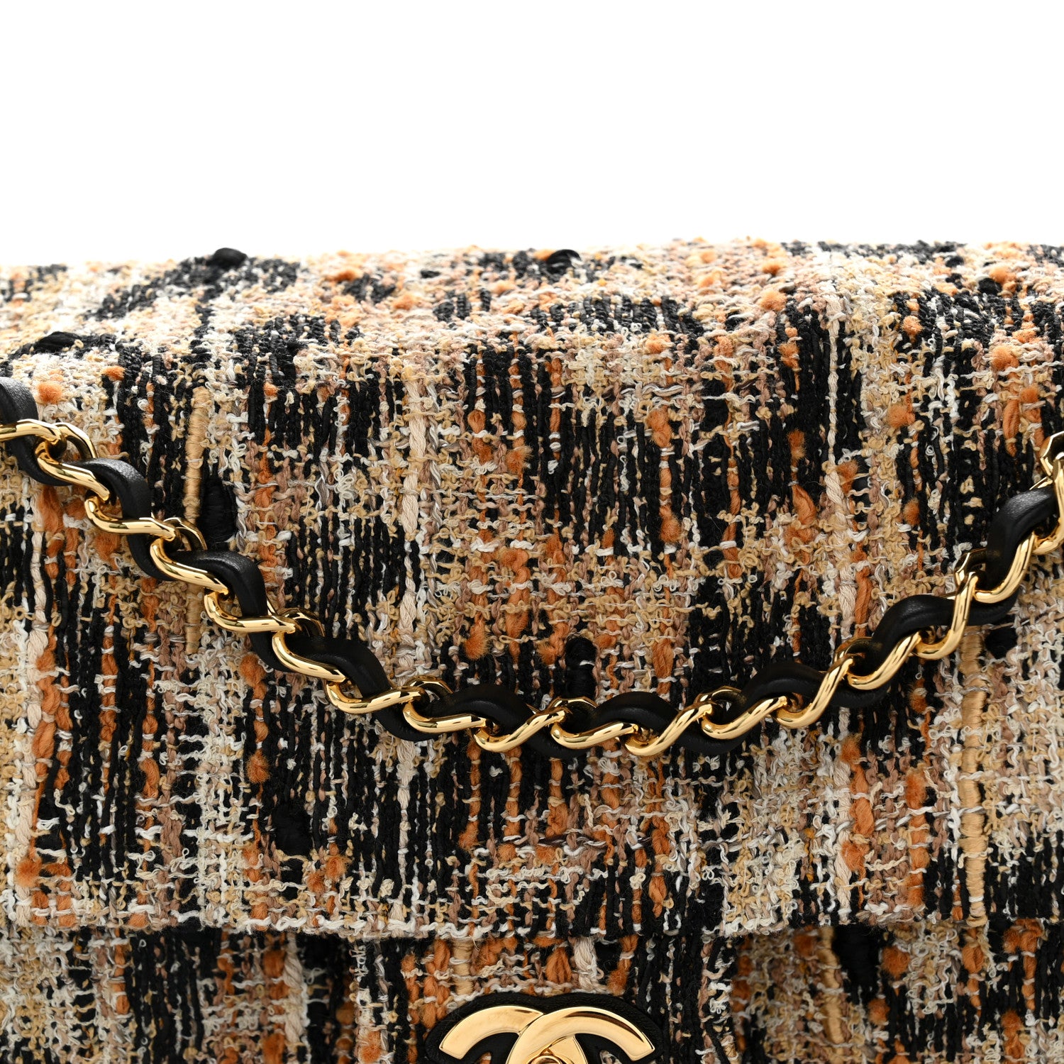 Chanel Tweed Mixed Fibers Leopard Print Small Souplissimo Maxi Flap Brown Black White Brown Black White 8 of 10
