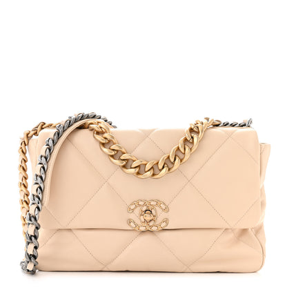 Chanel Goatskin Quilted Large Chanel 19 Flap Beige 1 of 10