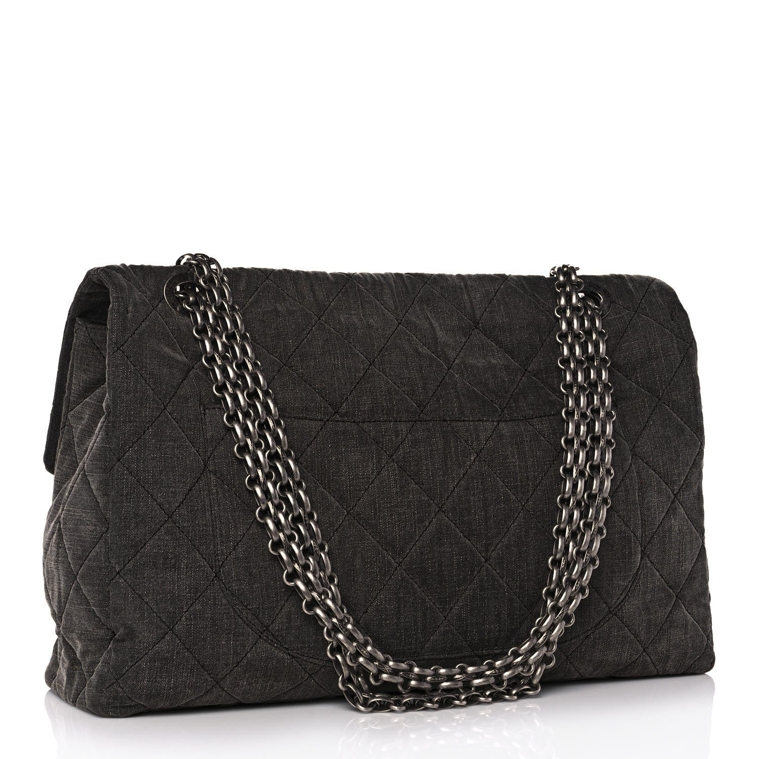 Chanel Denim Quilted XXL Reissue Flap Grey 2 of 11