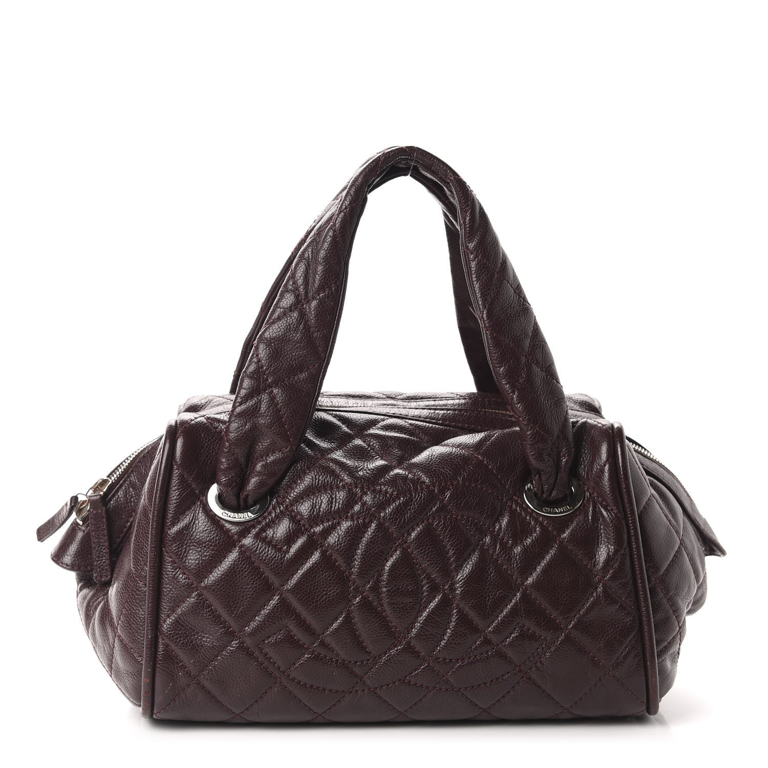 Chanel Caviar Quilted CC Timeless Bowler Burgundy 1 of 16