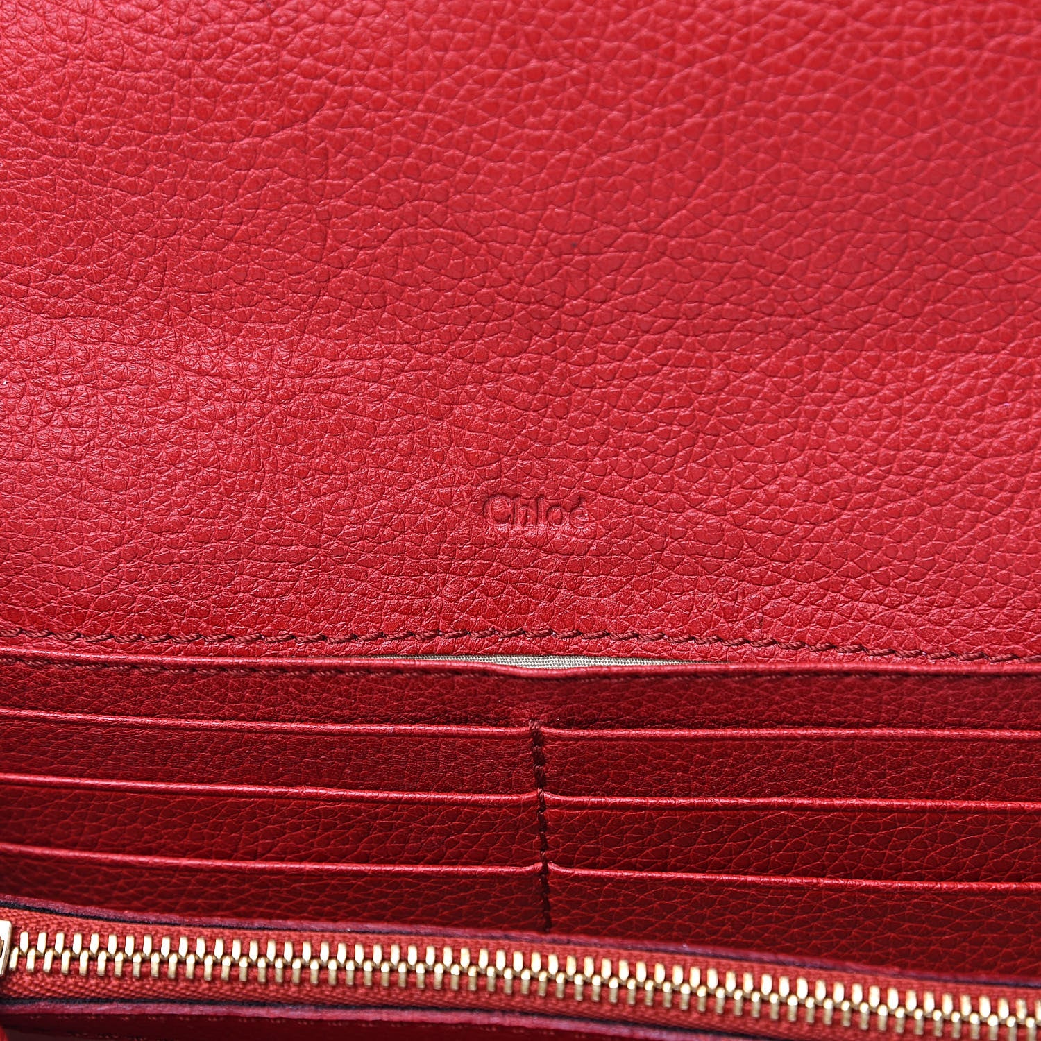 Chloe Grained Calfskin Paraty Continental Wallet Red 6 of 15