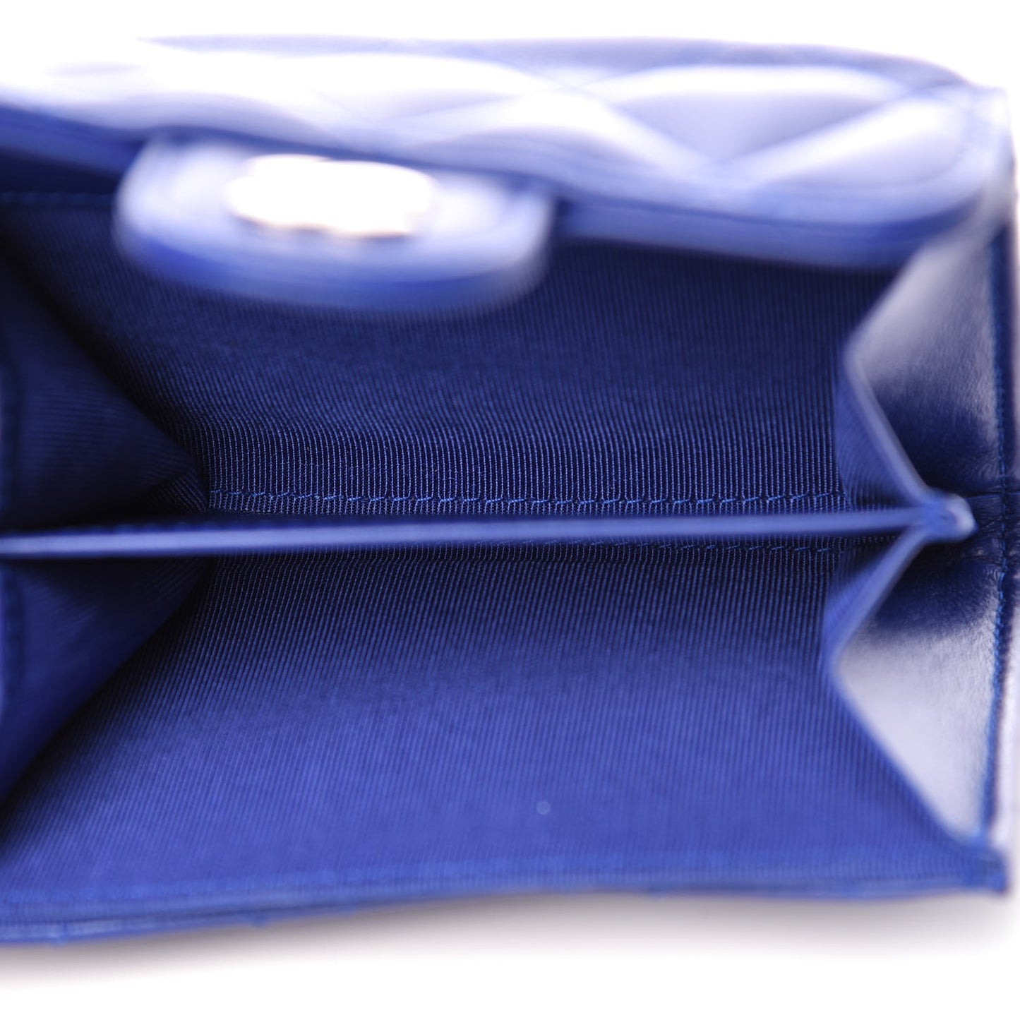 Lambskin Quilted Card Holder Wallet Blue