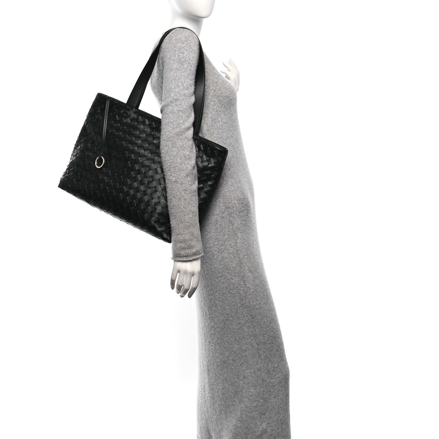 Calfskin Intrecciato Zipped Tote Black