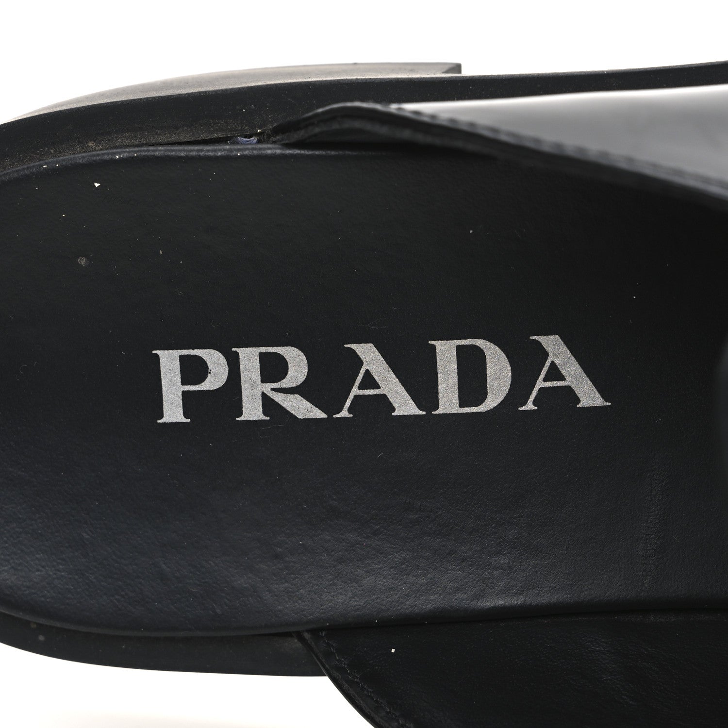 Prada Spazzolato Triangle 40mm Loafer Mules 37.5  Black 10 of 10