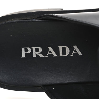 Prada Spazzolato Triangle 40mm Loafer Mules 37.5  Black 10 of 10