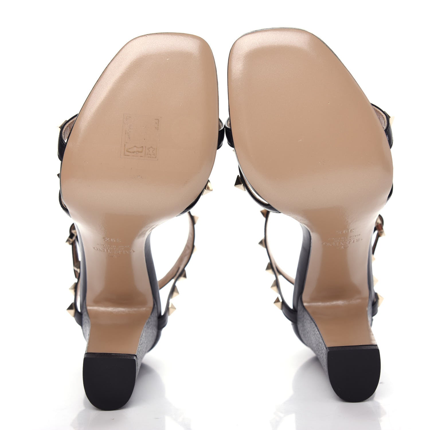 Valentino Garavani Calfskin Rockstud Cross Strap 05/105mm Sandals 39.5 Black 6 of 10