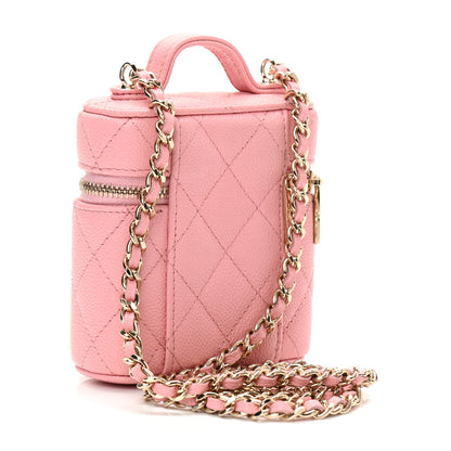 Chanel Caviar Quilted Small Handle With Care Vanity Case With Chain Pink 3 of 10