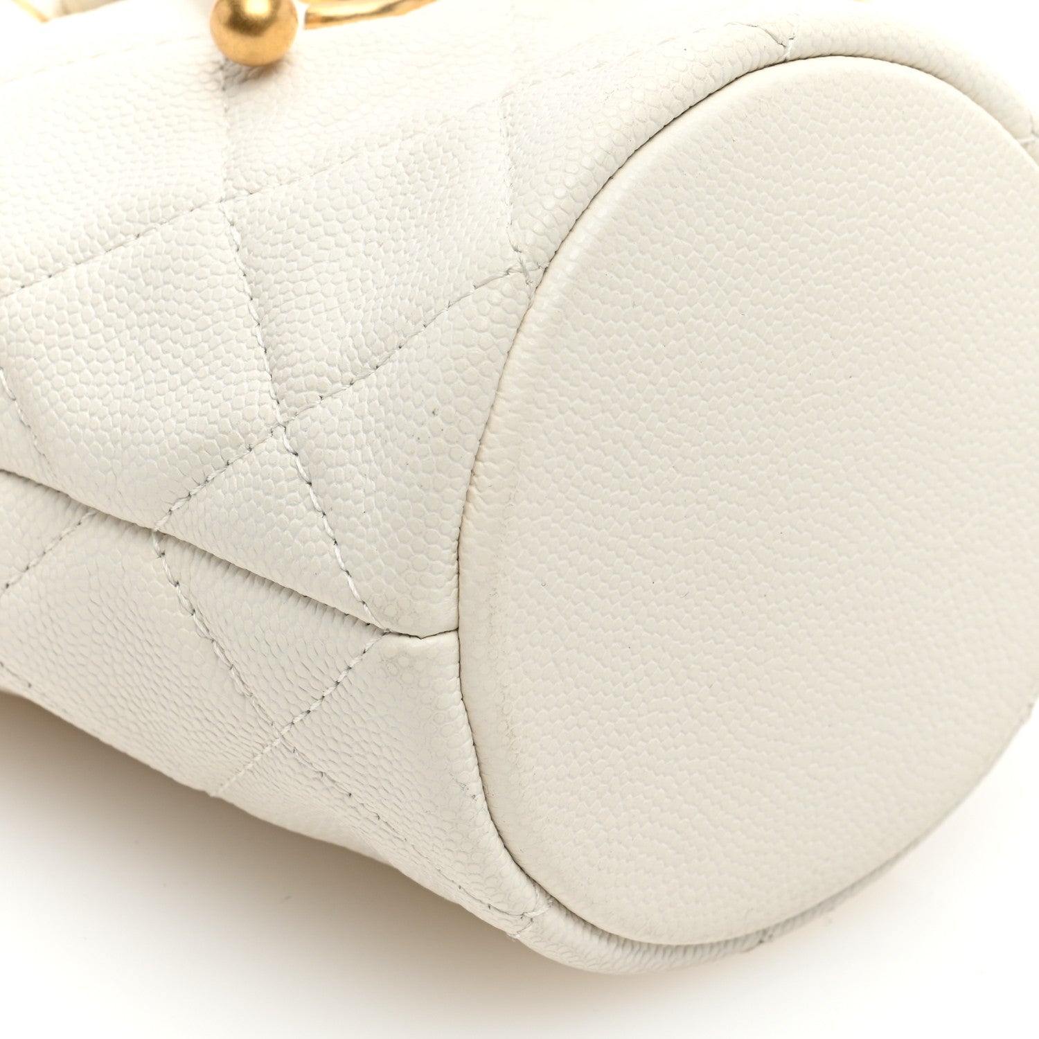 Chanel Caviar Quilted Twist Your Buttons Mini Bucket Bag White 8 of 9