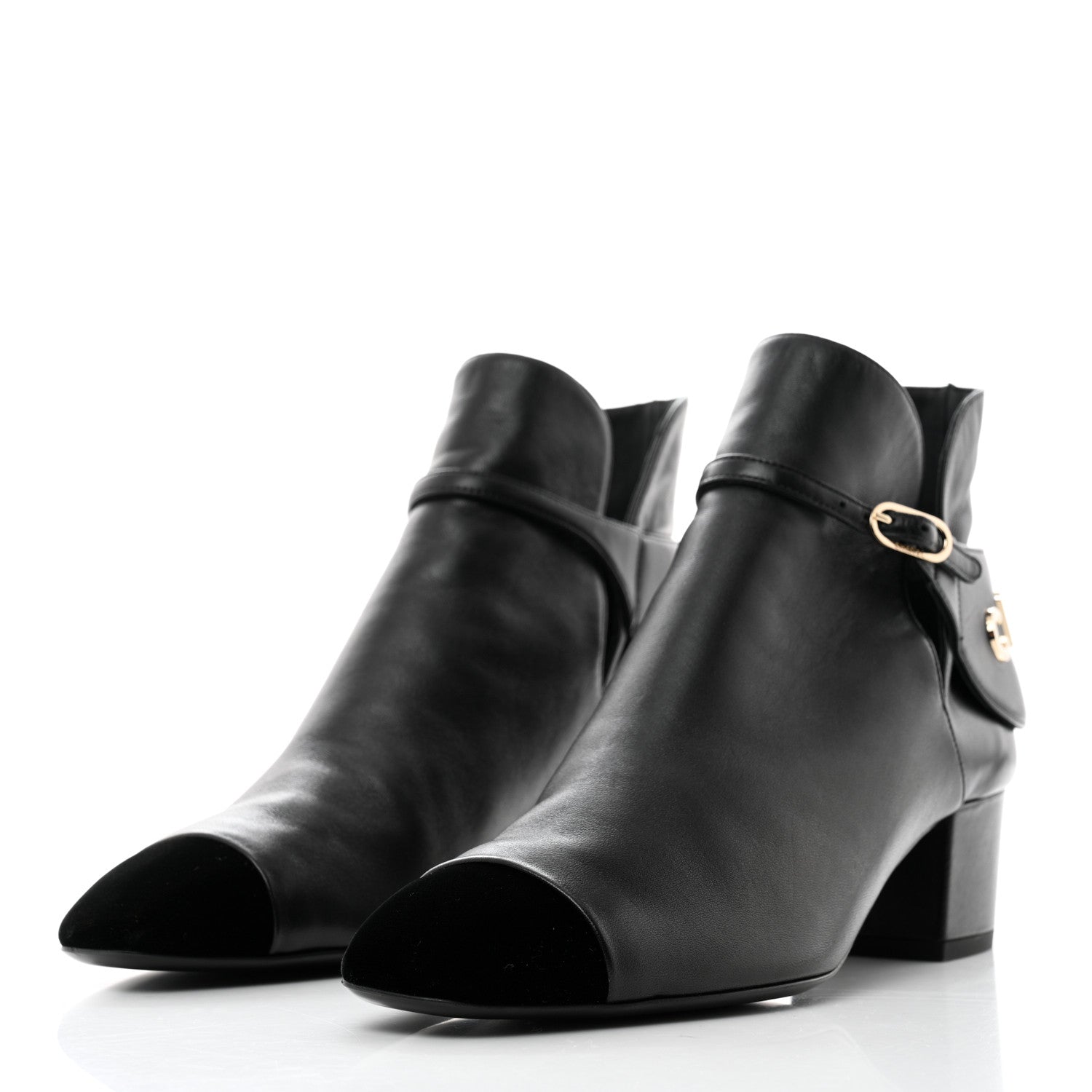 Chanel Lambskin Velvet Cap Toe Short Ankle Boots 38 Black 3 of 9