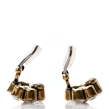 Gucci Metal Crystal Double G Clip On Earrings Aged Gold 3 of 5