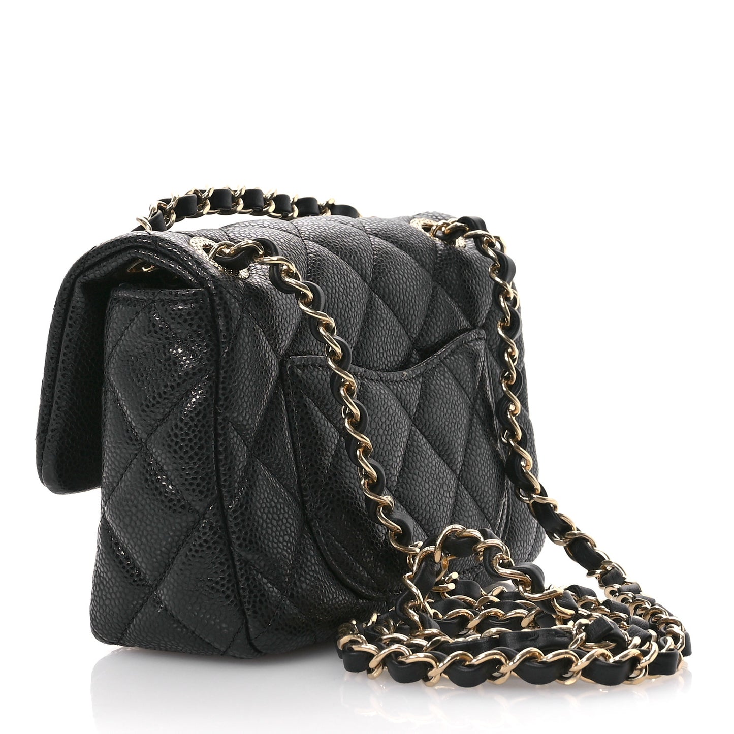 Grained Lambskin Quilted Mini Flap Black