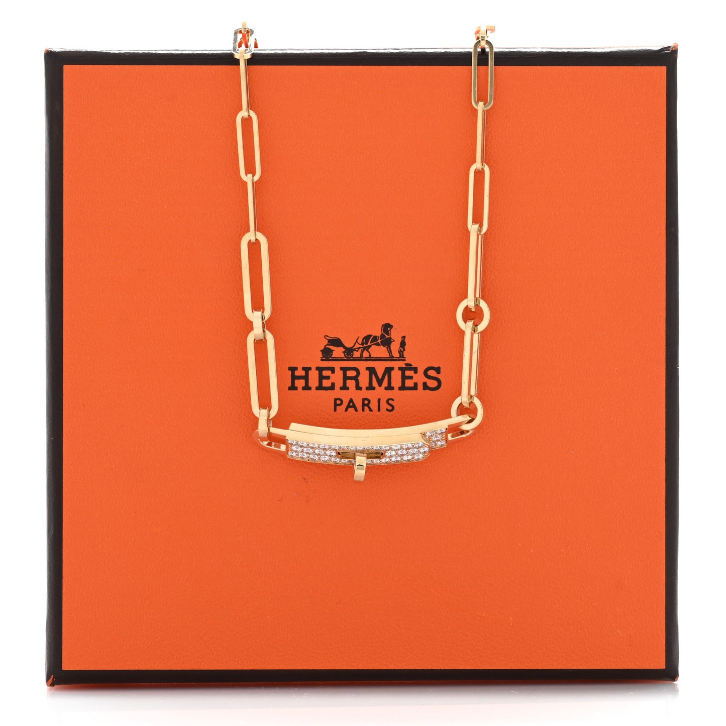 18K Yellow Gold Diamond Pave Kelly Chaine Choker Necklace