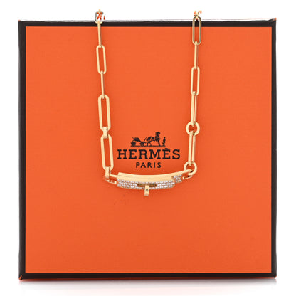 Hermes 18K Yellow Gold Diamond Pave Kelly Chaine Choker Necklace 7 of 7