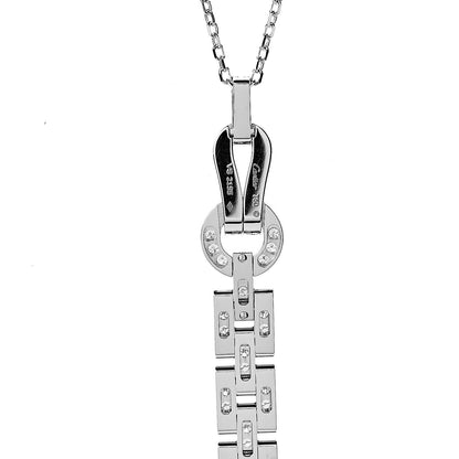 Cartier 18K White Gold Diamond Agrafe Drop Pendant Necklace 6 of 7