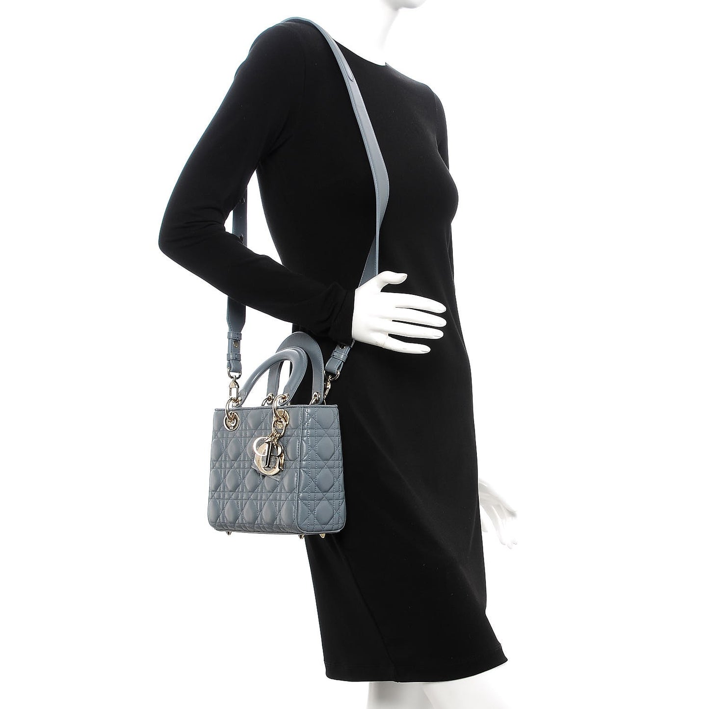 Lambskin Cannage Small My Lady Dior Blue Grey