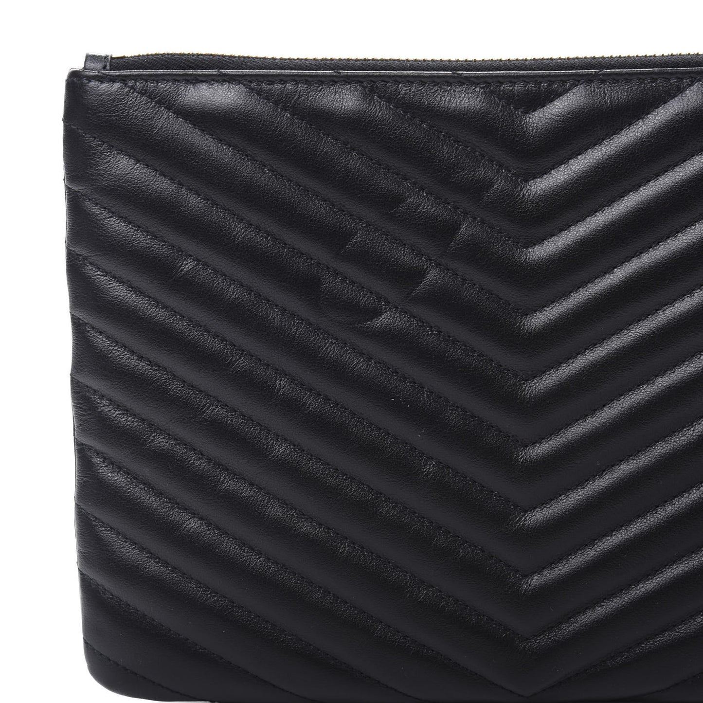 Calfskin Matelasse Chevron Monogram A5 Wristlet Black