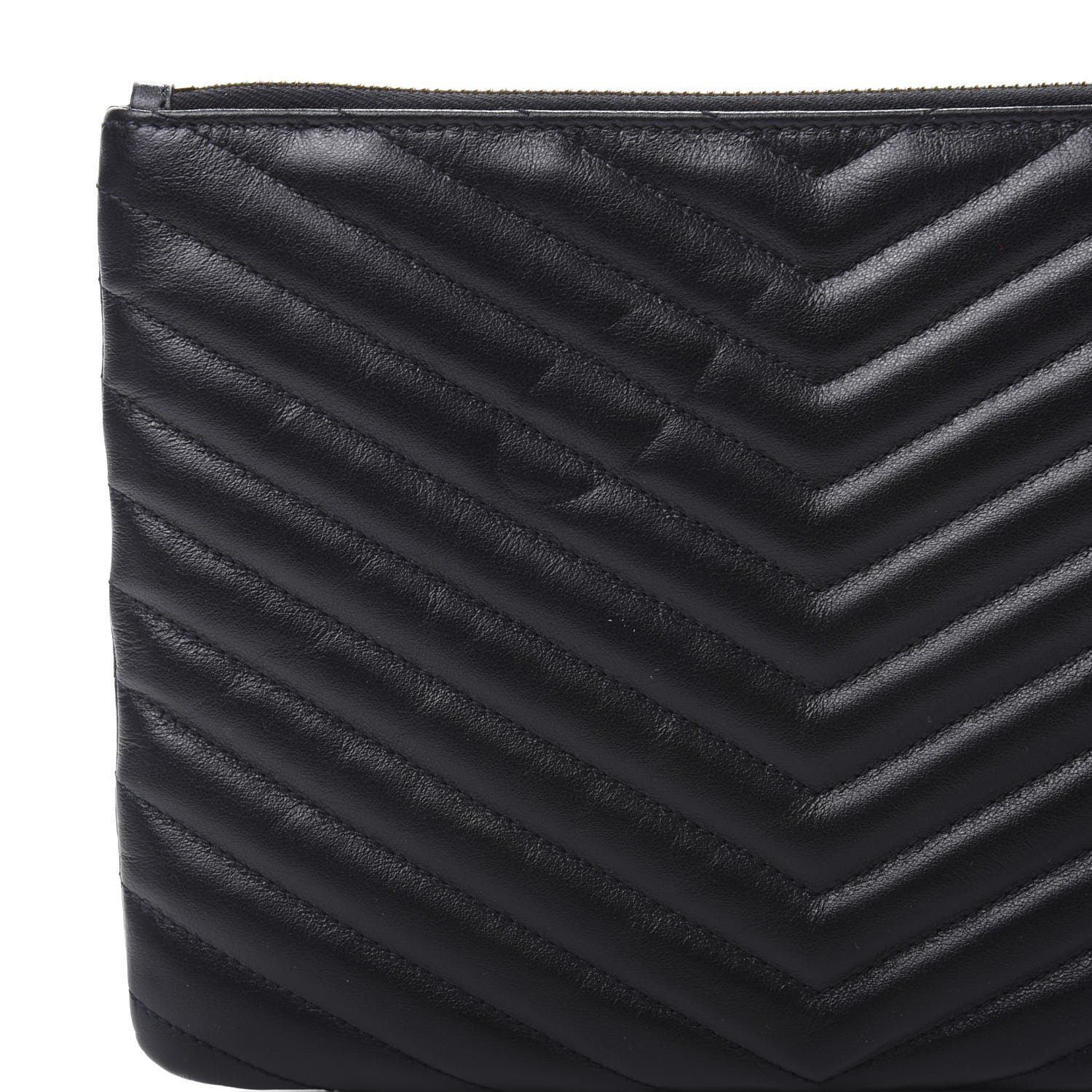 Saint Laurent Calfskin Matelasse Chevron Monogram A5 Wristlet Black 10 of 11