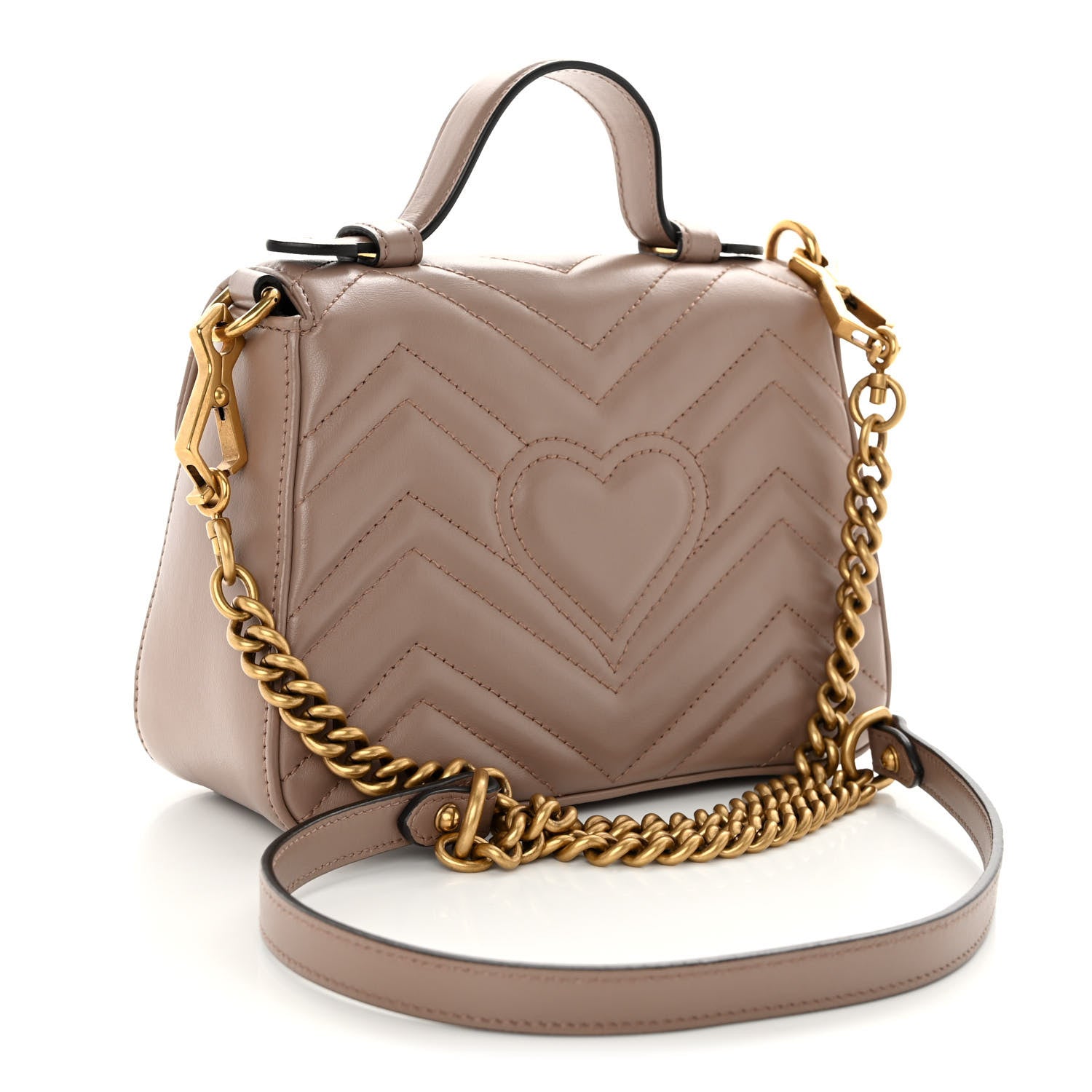 Gucci Calfskin Matelasse GG Marmont Top Handle Shoulder Bag Porcelain Rose 3 of 10