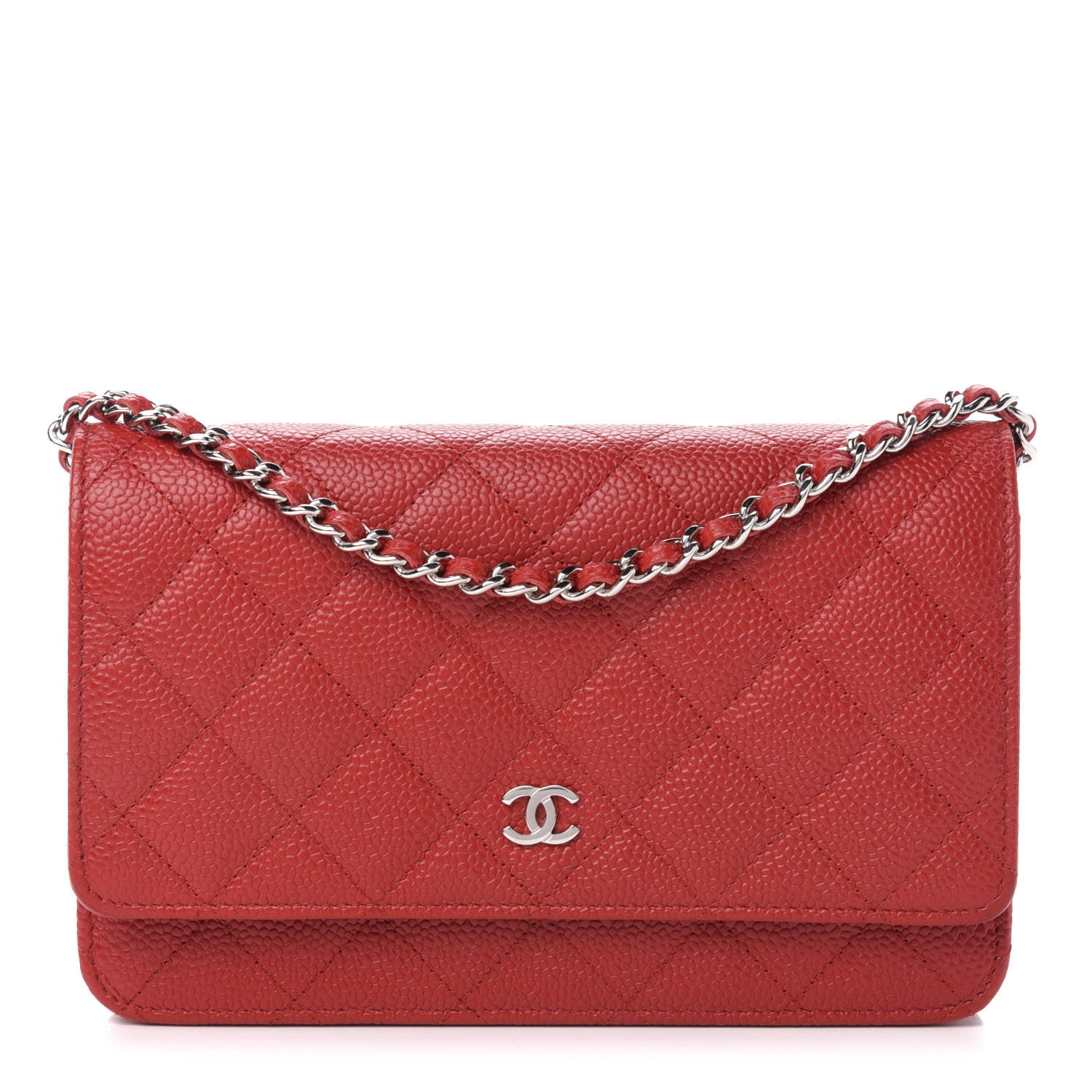 Chanel Caviar Quilted Wallet on Chain WOC Red 1 of 12