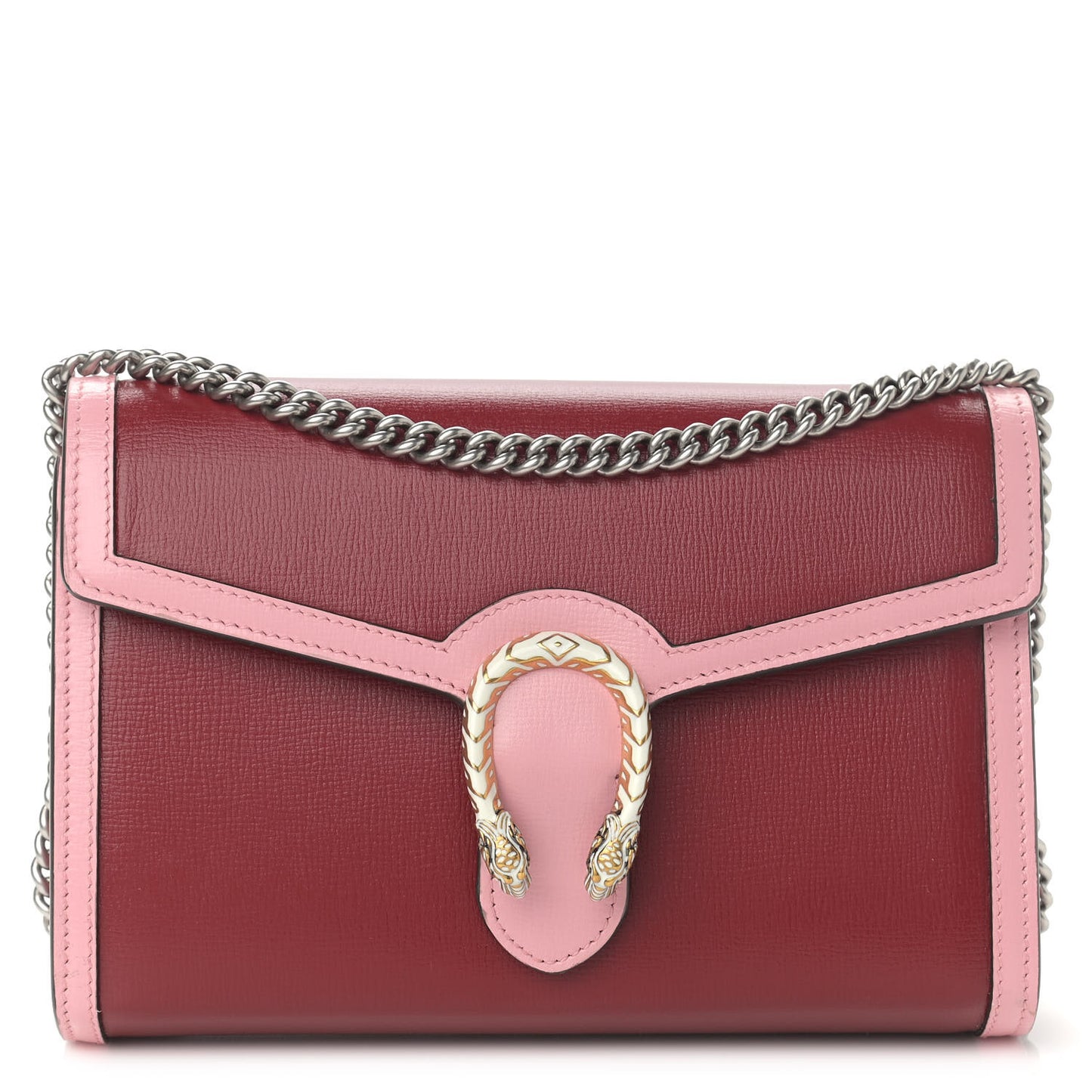 Azalea Calfskin Enamel Mini Dionysus Chain Wallet New Cherry Red Wild Rose Off White