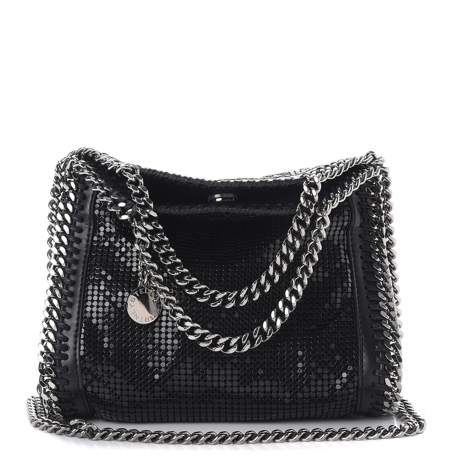 Stella McCartney Crystal Stones Tiny Fold Over Falabella Black 1 of 11