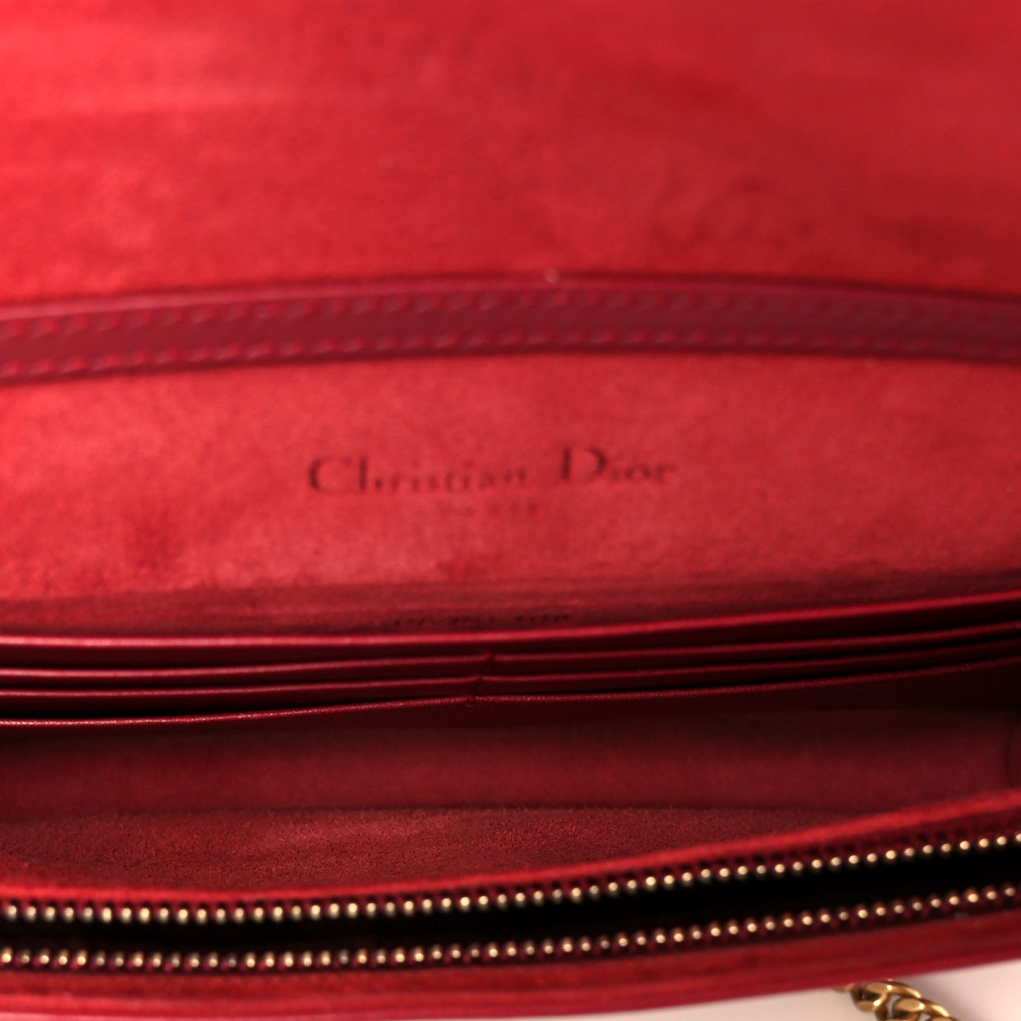 Calfskin Studded Diorama Wallet On Chain Burgundy