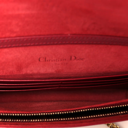 Christian Dior Calfskin Studded Diorama Wallet On Chain Burgundy 5 of 10