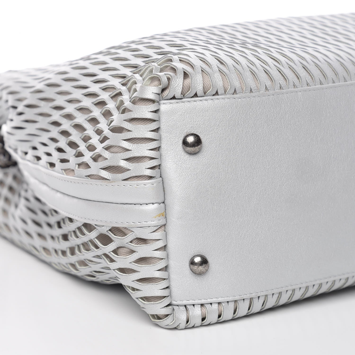 Chanel Calfskin Laser Cut Perforated CC Tote Silver 5 of 10