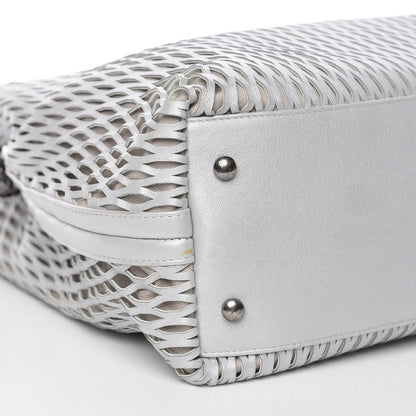 Chanel Calfskin Laser Cut Perforated CC Tote Silver 5 of 10