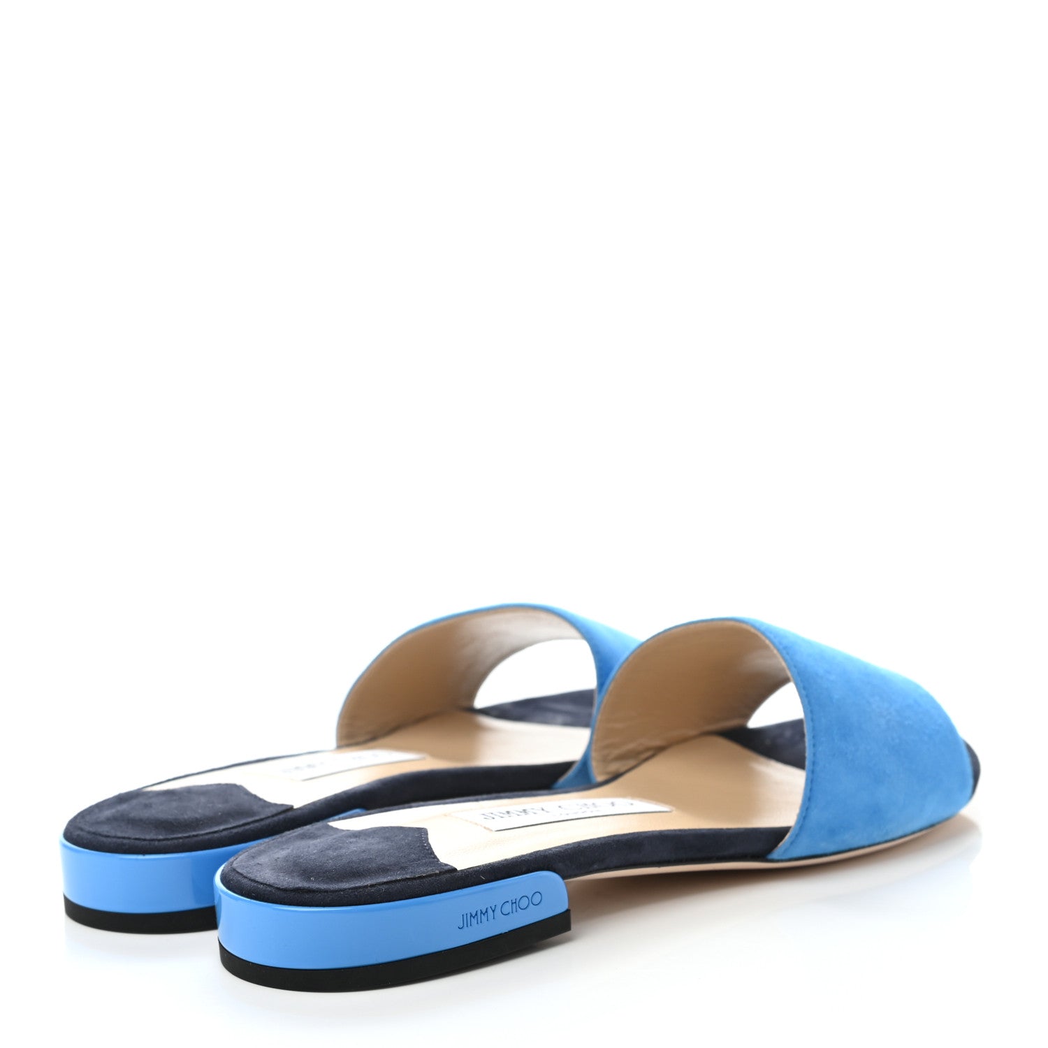 Jimmy Choo Suede Joni Flat Slide Sandals 37 Blue 4 of 7