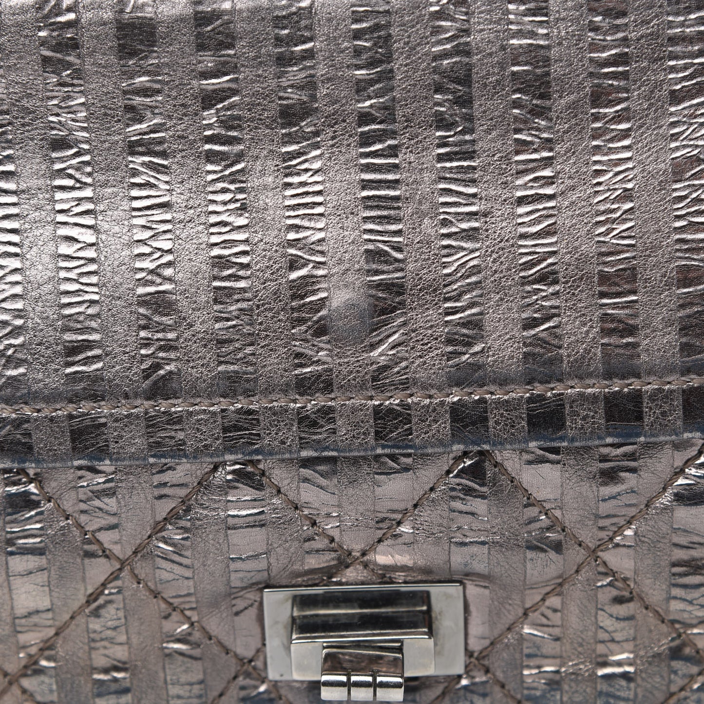 Metallic Striped Calfskin 2.55 Reissue 226 Flap Silver