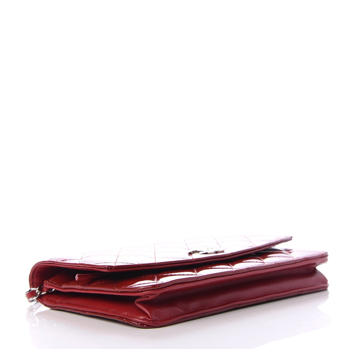 Patent Quilted Brilliant Wallet On Chain WOC Red