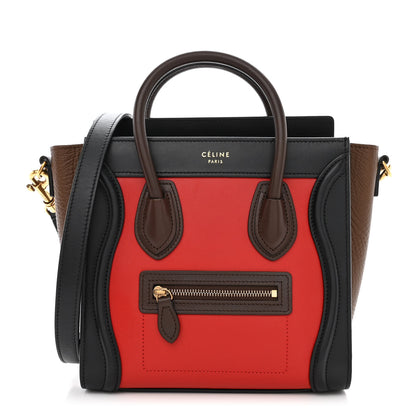 Celine Smooth Calfskin Nano Tri-Color Luggage Bright Red 1 of 10
