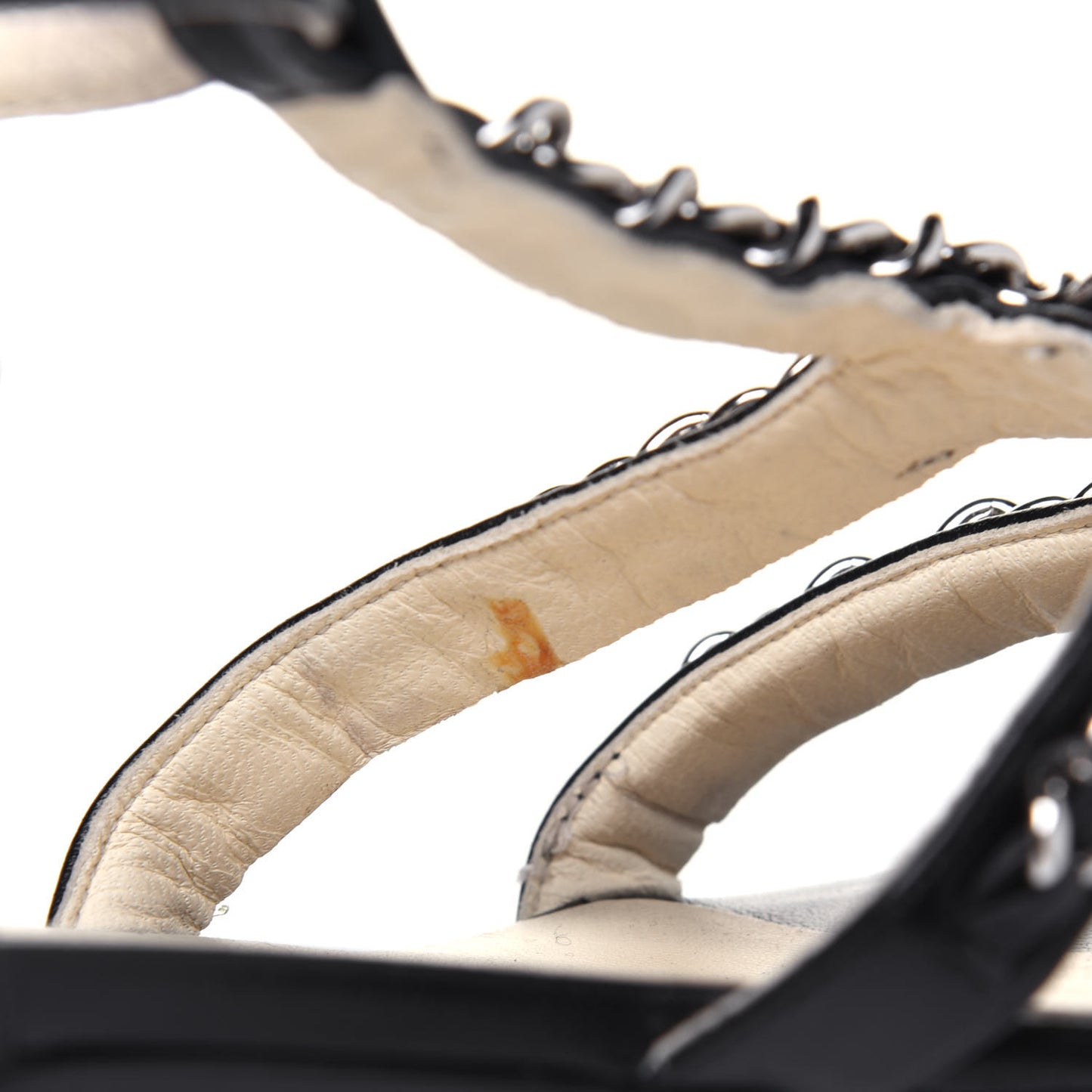 Lambskin CC Chain Sandals 36 Black