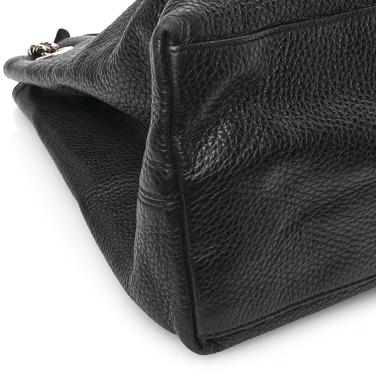 Pebbled Calfskin Large Soho Chain Shoulder Bag Black