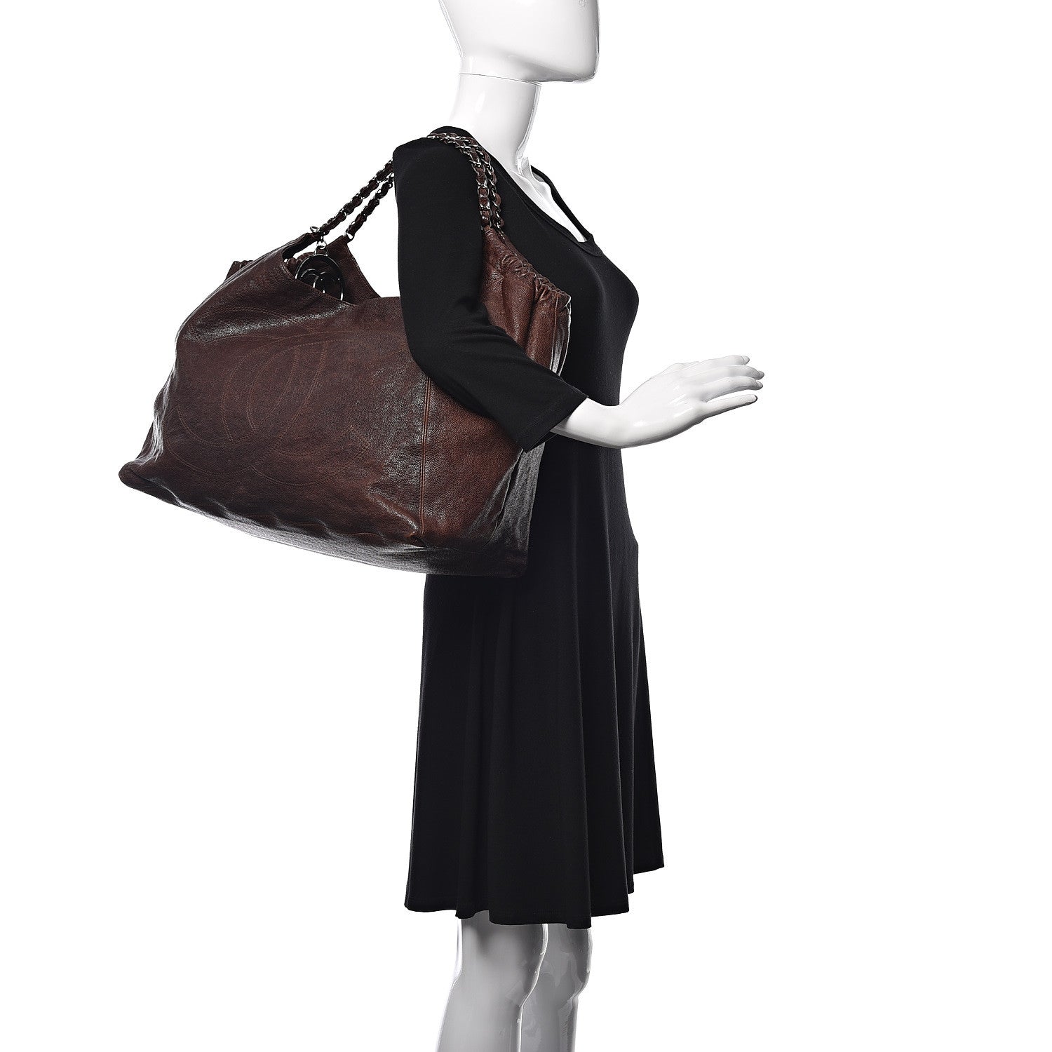 Chanel Distressed Caviar XL Coco Cabas Brown 2 of 14