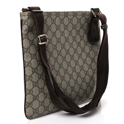 Gucci GG Supreme Monogram Selleria Calfskin Small Flat Side Zip Messenger Bag Beige Ebony Cocoa Dark Chocolate 3 of 10