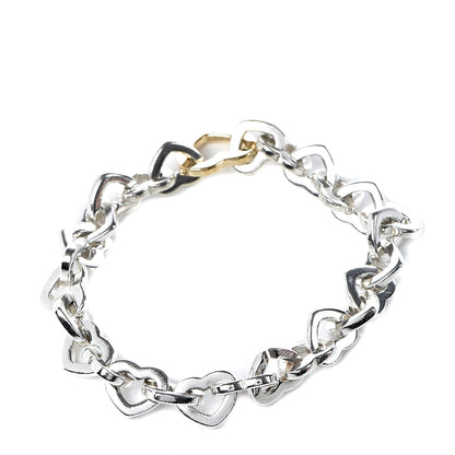 Tiffany Sterling Silver 18K Yellow Gold Heart Links Bracelet 3 of 5